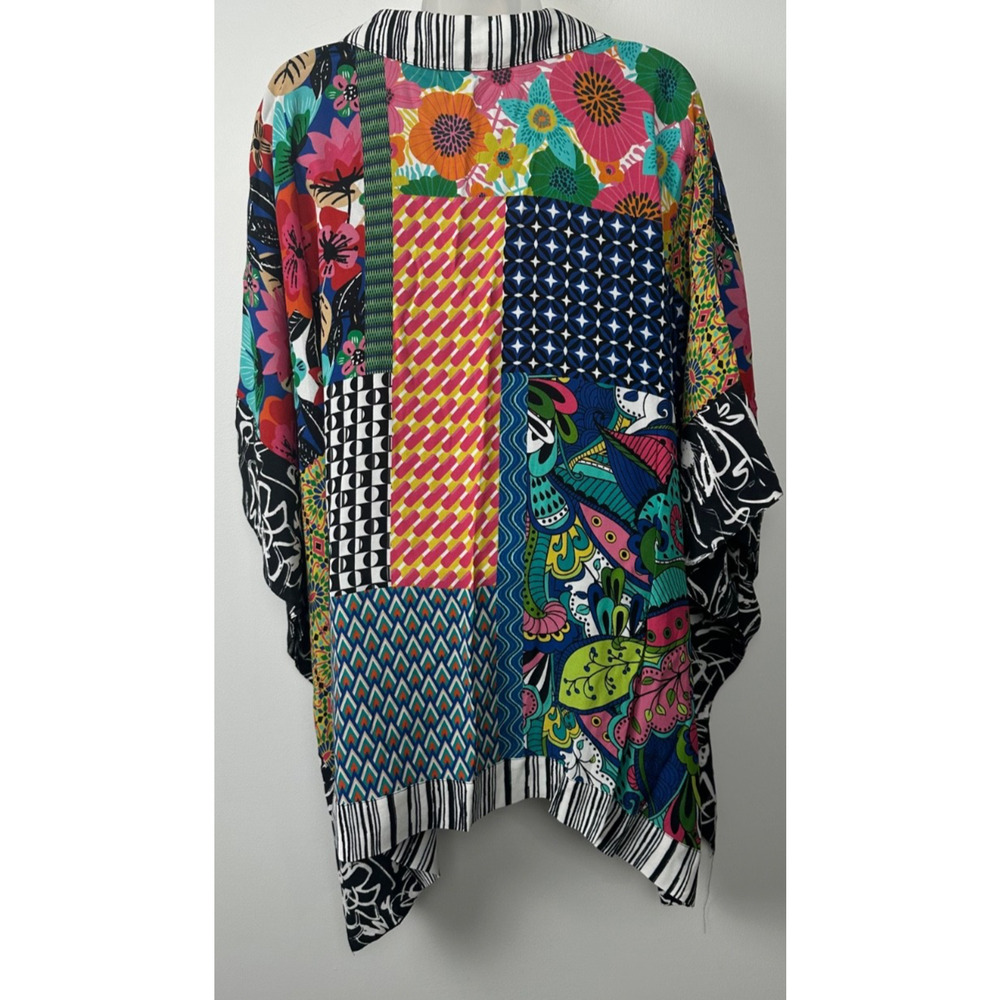 NWT John Mark 2X/3X Plus Loose Button-Up Patch Print Tunic Oversized Boho D15 - Picture 5 of 8
